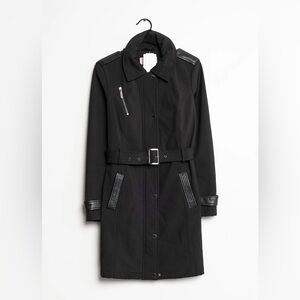 Michael Kors Black Long Trench Coat with Belted Waist